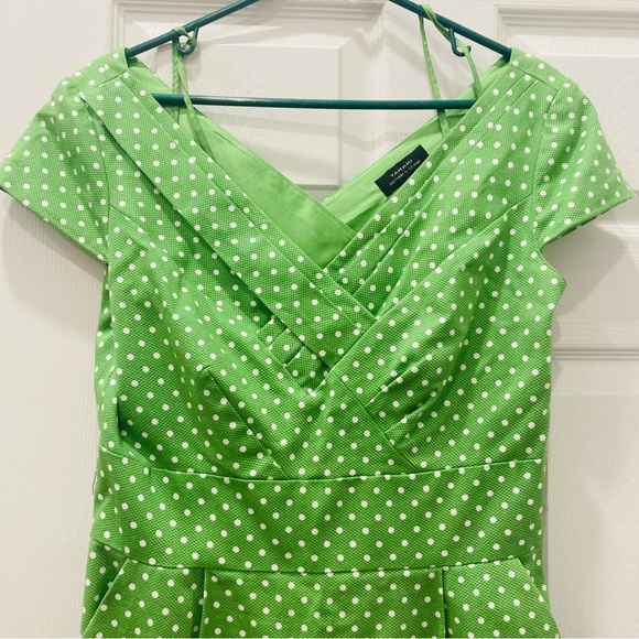 Tahari lime green polka dot minidress - Picture 2 of 6
